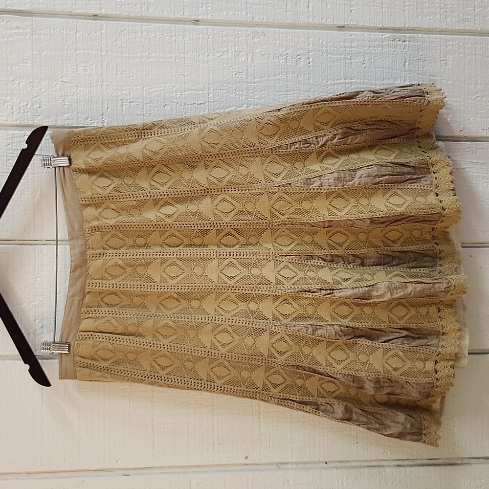 COLDWATER CREEK Women's Tan Cotton Knit Maxi A-line Skirt Bohemian Western P14